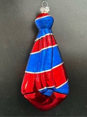 Vintage MIDWEST Red Blue Striped Mercury Glass Men’s Necktie Patriotic Ornament